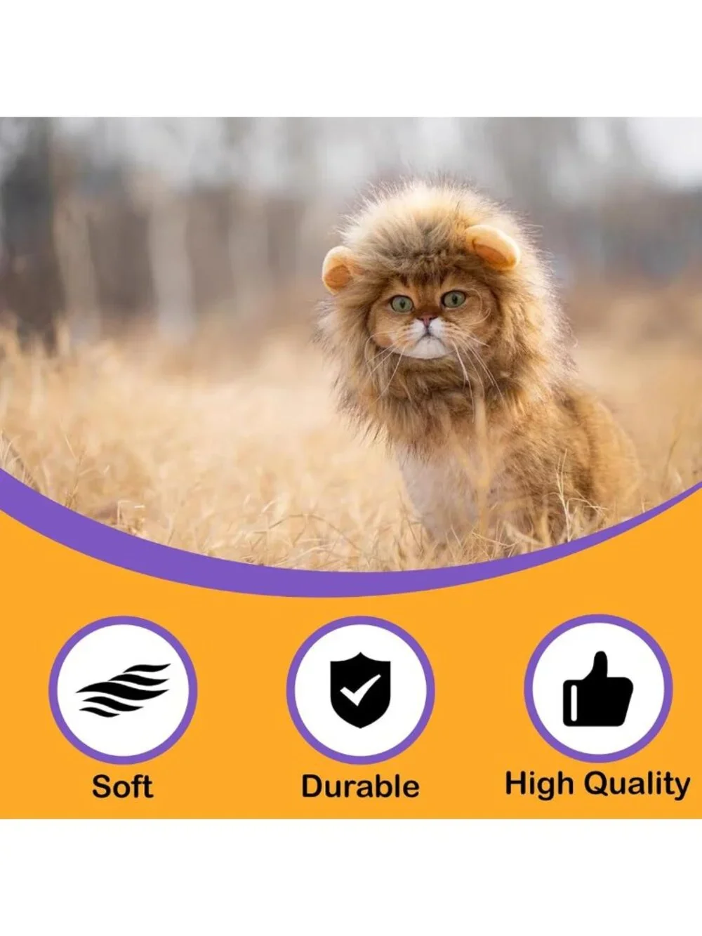 2 Pack Lion Mane Wig for Cats & Small Dogs - Funny Pet Costume for Halloween